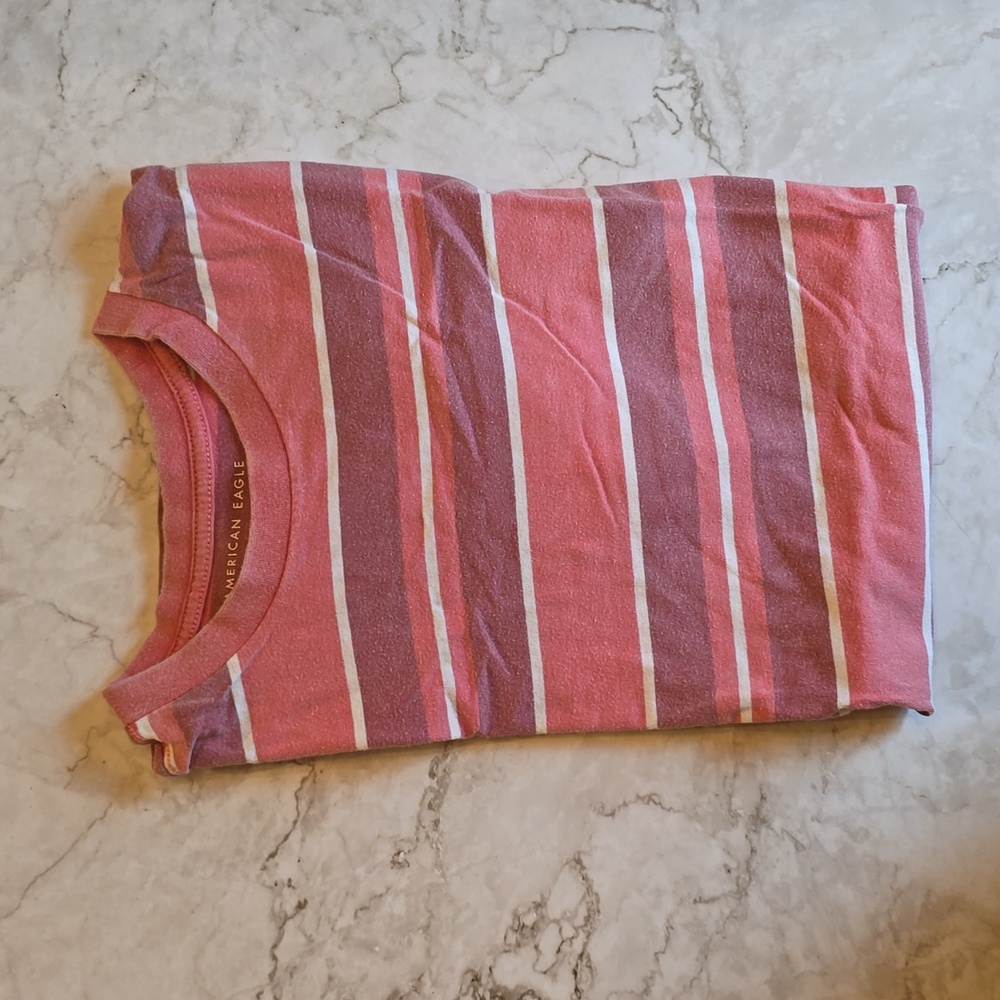 Men's Small V-neck Tee, American Eagle Super Soft striped